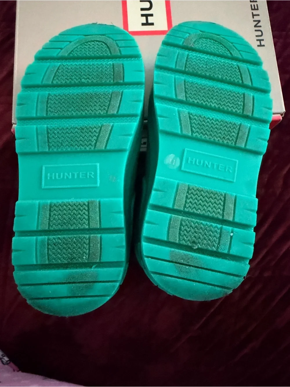 Hunter Little Kids Georgey Medium Green Waterproof Rain Boots